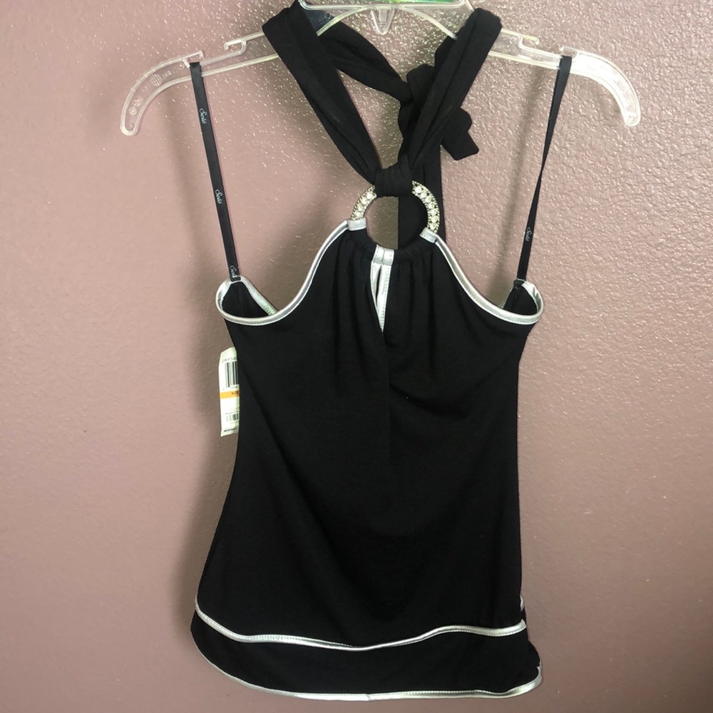 NWT Cute Black and Silver Halter Top